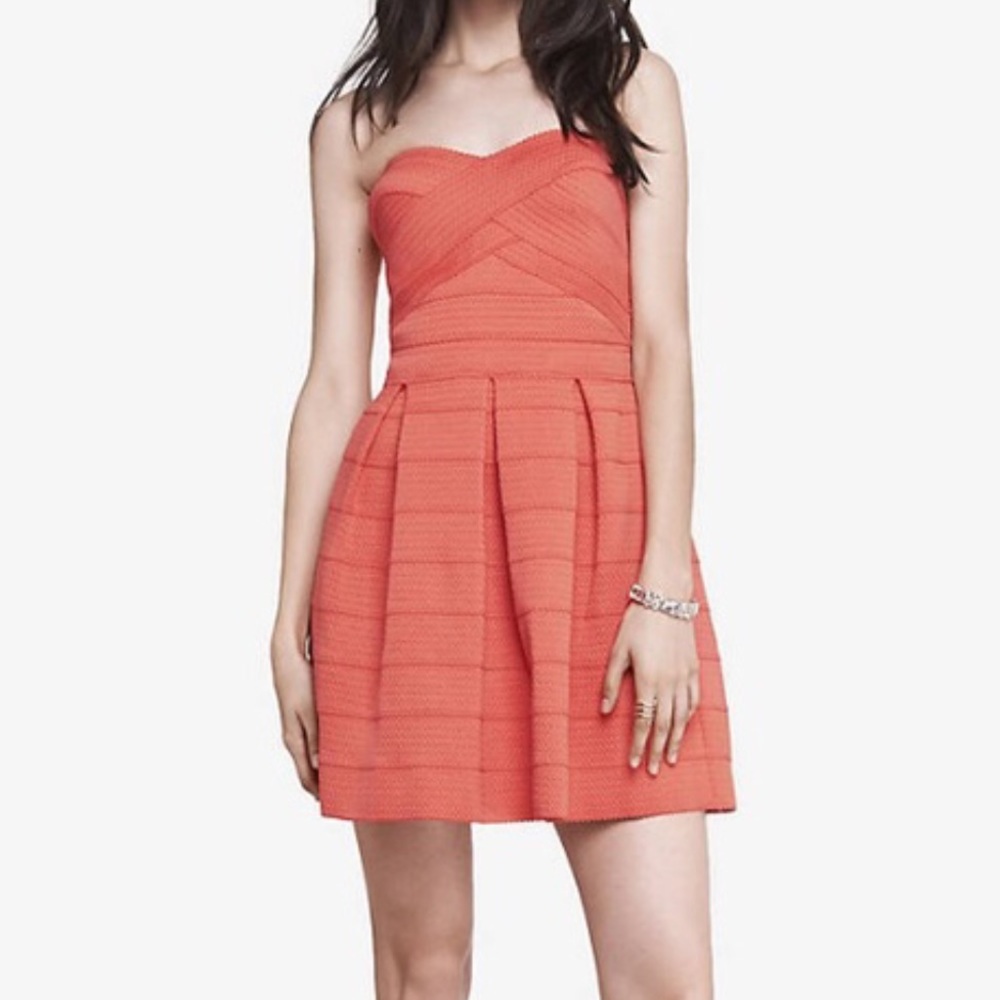 Express Strapless Fit and Flare Bandage Dress